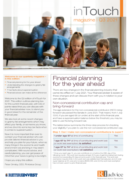 Financial planning for the year ahead